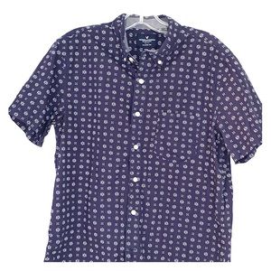 Blue Spotted Short Sleeve Button Down